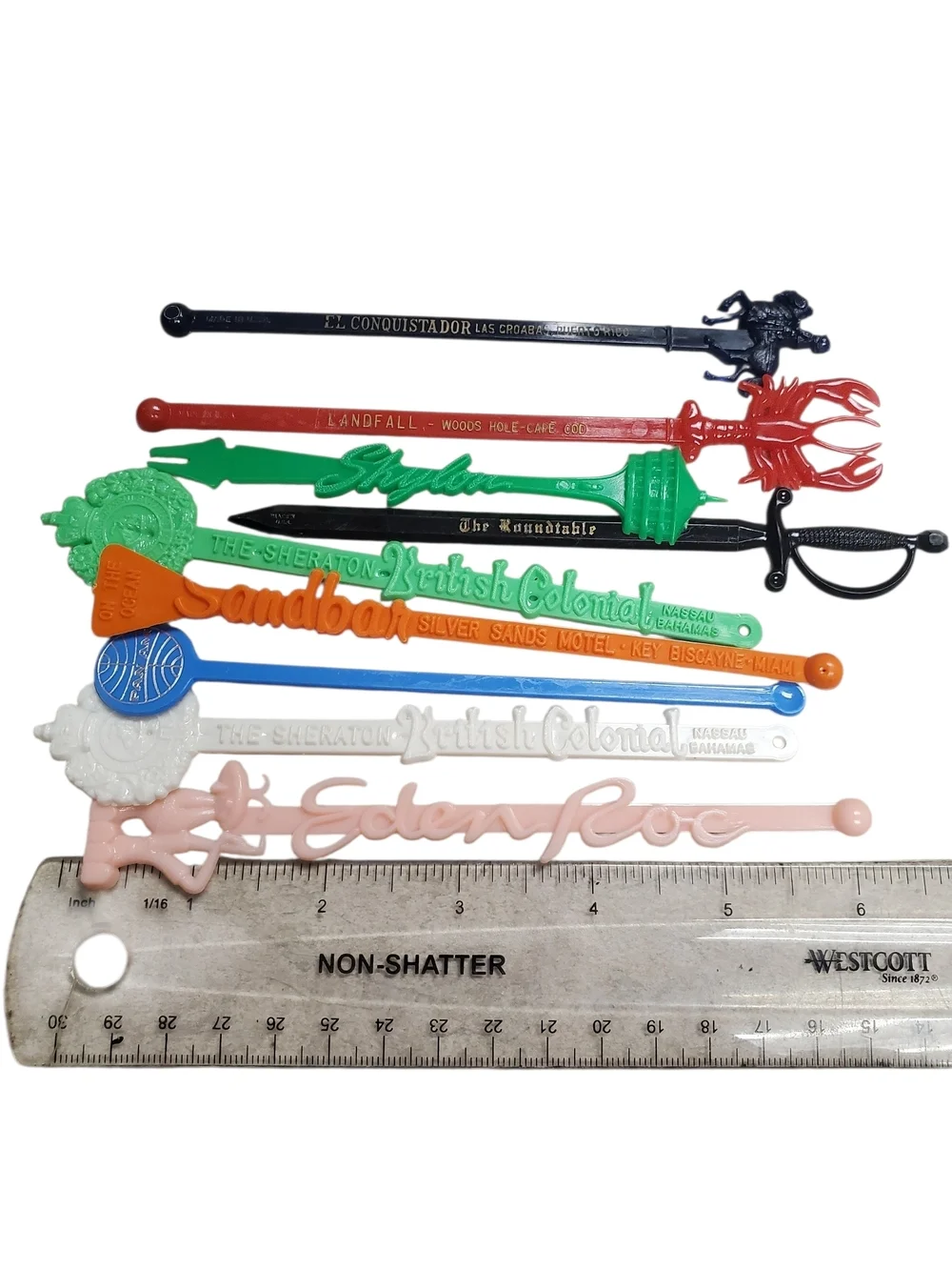 Vintage Mid-Century Resort & Hotel Swizzle Stick Lot (9 Pieces)